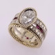 WED-398- Custom designed ring using our customers diamonds, rubies, and gold from old jewelry! 