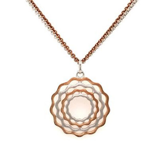 Nature inspired silver and rose gold plated flower pendant.  For the girl who loves everything organic!  So Sweet! Hangs on a 18" double silver, and rose gold plated chain. Measures 1 inch long. 