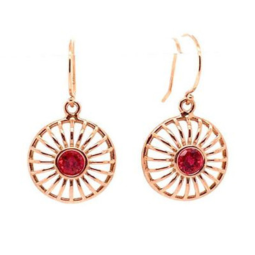 These stunning drop dangle earrings were created in 14 karat rose gold, set with these amazing red ruby lab created gemstones. Elegant, and timeless. Hangs on 14 karat rose gold wires.

Created in our studio, by the artist Stuart J.