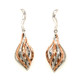  Elegant silver and rose gold plated flame earrings. Measures 2" long, and hangs on silver posts. HOT!