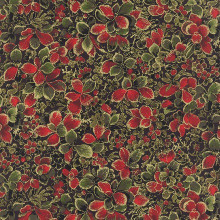 Holly Night Metallic - Winter Leaves Ebony 1/2 Metre Length