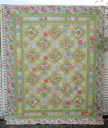 Leila Rose Floral Quilt 63" X 77"      Custom Quilted   ONE ONLY