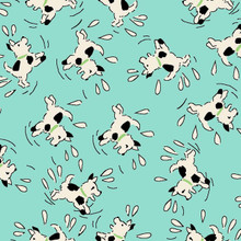 Midwest Playtime 1930s TOSSED TURQUOISE DOGS  - per half meter length