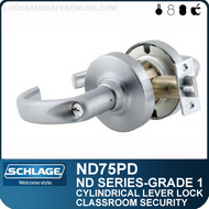 Schlage ND75PD - Heavy Duty Classroom Security Lever Lock, Double Cylinder