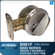 Schlage B581F Deadbolt - Blank plate x thumbturn, Fire-rated