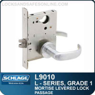 Schlage L9010 - GRADE 1 MORTISE LEVERED LOCK - Passage Latch - Standard Lever Collections