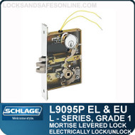 Schlage L9095P EL & EU - GRADE 1 MORTISE LEVERED LOCK - Electrified Lock (Both Side) - Escutcheon Trim - M Collection Levers