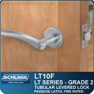 Schlage LT10F - Grade 2 Tubular Levered Lock - Passage Latch, Fire Rated
