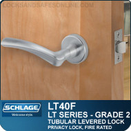 Schlage LT40F - Grade 2 Tubular Levered Lock - Privacy Lock, Fire Rated