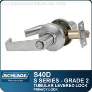 Schlage S40D - Grade 2 Tubular Levered Locks - Privacy Lock