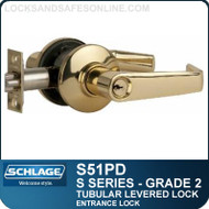 Schlage S51PD - Grade 2 Tubular Levered Locks - Entrance Lock