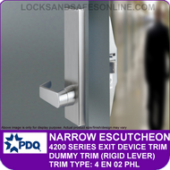 PDQ NARROW ESCUTCHEON TRIM - Dummy Trim (Rigid Lever) - (For PDQ 4200 Series Exit Devices)
