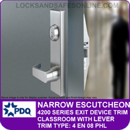 PDQ NARROW ESCUTCHEON TRIM - Classroom with Lever - (For PDQ 4200 Series Exit Devices)