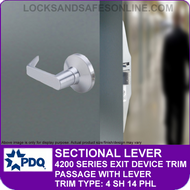 PDQ SECTIONAL LEVER - Passage with Lever - (For PDQ 4200 Series Exit Devices)