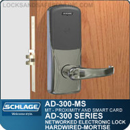 Multi-Technology - Proximity and Smart Card | Networked Electronic Mortise Locks | Schlage AD-300-MS-MT