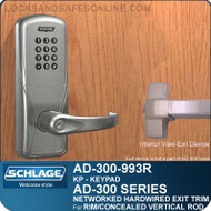Schlage AD-300-993R - NETWORKED HARDWIRED EXIT TRIM - Exit Rim/Concealed Vertical Rod/Concealed Vertical Cable - Keypad Only