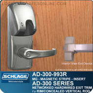 Schlage AD-300-993R - NETWORKED HARDWIRED EXIT TRIM - Exit Rim/Concealed Vertical Rod/Concealed Vertical Cable - Magnetic Stripe (Insert)