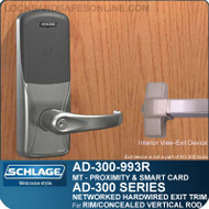 Schlage AD-300-993R - NETWORKED HARDWIRED EXIT TRIM - Exit Rim/Concealed Vertical Rod/Concealed Vertical Cable - Multi-Technology | Proximity and Smart Card