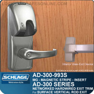 Schlage AD-300-993S - NETWORKED HARDWIRED EXIT TRIM - Exit Surface Vertical Rod - Magnetic Stripe (Insert)