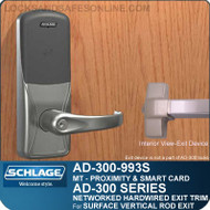 Schlage AD-300-993S - NETWORKED HARDWIRED EXIT TRIM - Exit Surface Vertical Rod - Multi-Technology | Proximity and Smart Card