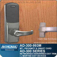 Schlage AD-300-993M - NETWORKED HARDWIRED EXIT TRIM - Exit Mortise Lock - Multi-Technology | Proximity and Smart Card