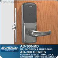 Schlage AD-300-MD-MT (Multi-Technology | Proximity and Smart Card) Networked Electronic Mortise Deadbolt Locks