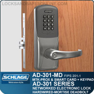 Schlage AD-301-MD - Networked Hardwired Mortise Deadbolt Locks - FIPS 201-1 Multi-Technology + Keypad | Proximity and Smart Card