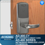 Schlage AD-400-CY - Networked Wireless Cylindrical Locks - Multi-Technology | Proximity and Smart Card