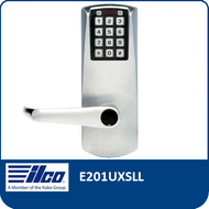 The E-Plex E201UXSLL provides exterior access by combination, while allowing free egress. This electronic pushbutton lock eliminates problems and costs associated with issuing, controlling, and collecting keys and cards, has up to 100 access codes and is programmed via the keypad or with optional Microsoft Excel-based software.