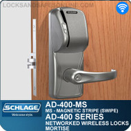 Schlage AD-400-MS - Networked Wireless Mortise Locks - Magnetic Stripe (Swipe)