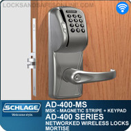 Schlage AD-400-MS - Networked Wireless Mortise Locks - Magnetic Stripe (Swipe) + Keypad