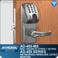 Schlage AD-400-MS - Networked Wireless Mortise Locks - Magnetic Stripe (Insert) + Keypad