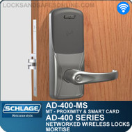 Schlage AD-400-MS - Networked Wireless Mortise Locks - Multi-Technology | Proximity and Smart Card