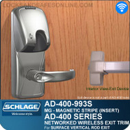 Schlage AD-400-993S - Networked Wireless Exit Trim - Exit Surface Vertical Rod - Magnetic Stripe (Insert)