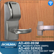 Schlage AD-400-993M - Networked Wireless Exit Trim - Exit Mortise Lock - Magnetic Stripe (Swipe)