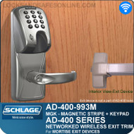 Schlage AD-400-993M - Networked Wireless Exit Trim - Exit Mortise Lock - Magnetic Stripe (Insert) + Keypad