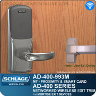Schlage AD-400-993M - Networked Wireless Exit Trim - Exit Mortise Lock - Multi-Technology | Proximity and Smart Card
