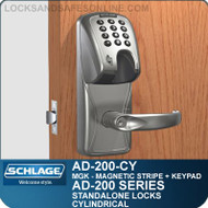 Schlage AD-200-CY - Standalone Cylindrical Locks - Magnetic Stripe (Insert) + Keypad