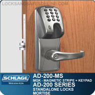 Schlage AD-200-MS - Standalone Mortise Locks - Magnetic Stripe (Insert) + Keypad
