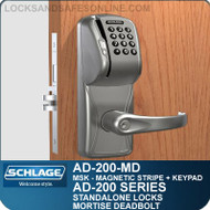 Schlage AD-200-MD - Standalone Mortise Deadbolt Locks - Magnetic Stripe (Swipe) + Keypad