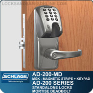 Schlage AD-200-MD - Standalone Mortise Deadbolt Locks - Magnetic Stripe (Insert) + Keypad