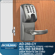 Schlage AD-250-CY - User Rights on Card - Cylindrical Locks with Magnetic Stripe (Insert) + Keypad