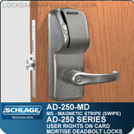 Schlage AD-250-MD - User Rights on Card - Mortise Deadbolt Locks with Magnetic Stripe (Swipe)