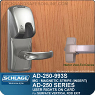 Schlage AD-250-993S - User Rights on Card - Exit Trim with Magnetic Stripe (Insert) - Exit Surface Vertical Rod
