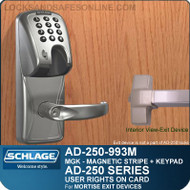 Schlage AD-250-993M - User Rights on Card - Exit Trim with Magnetic Stripe (Insert) + Keypad - Exit Mortise Lock