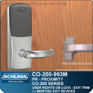 Exit Trim with Proximity Reader | Schlage CO-200-993M - Exit Mortise Lock | User Rights on Lock