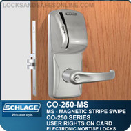 Mortise Magnetic Stripe Swipe Locks | Schlage CO-250-MS | User Rights on Card