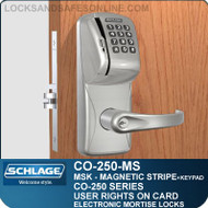 Mortise Magnetic Stripe Swipe & Keypad Locks | Schlage CO-250-MS | User Rights on Card