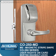 Mortise Deadbolt Magnetic Stripe Swipe Locks | Schlage CO-250-MD | User Rights on Card