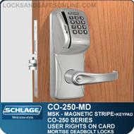 Mortise Deadbolt Magnetic Stripe Swipe & Keypad Locks | Schlage CO-250-MD | User Rights on Card